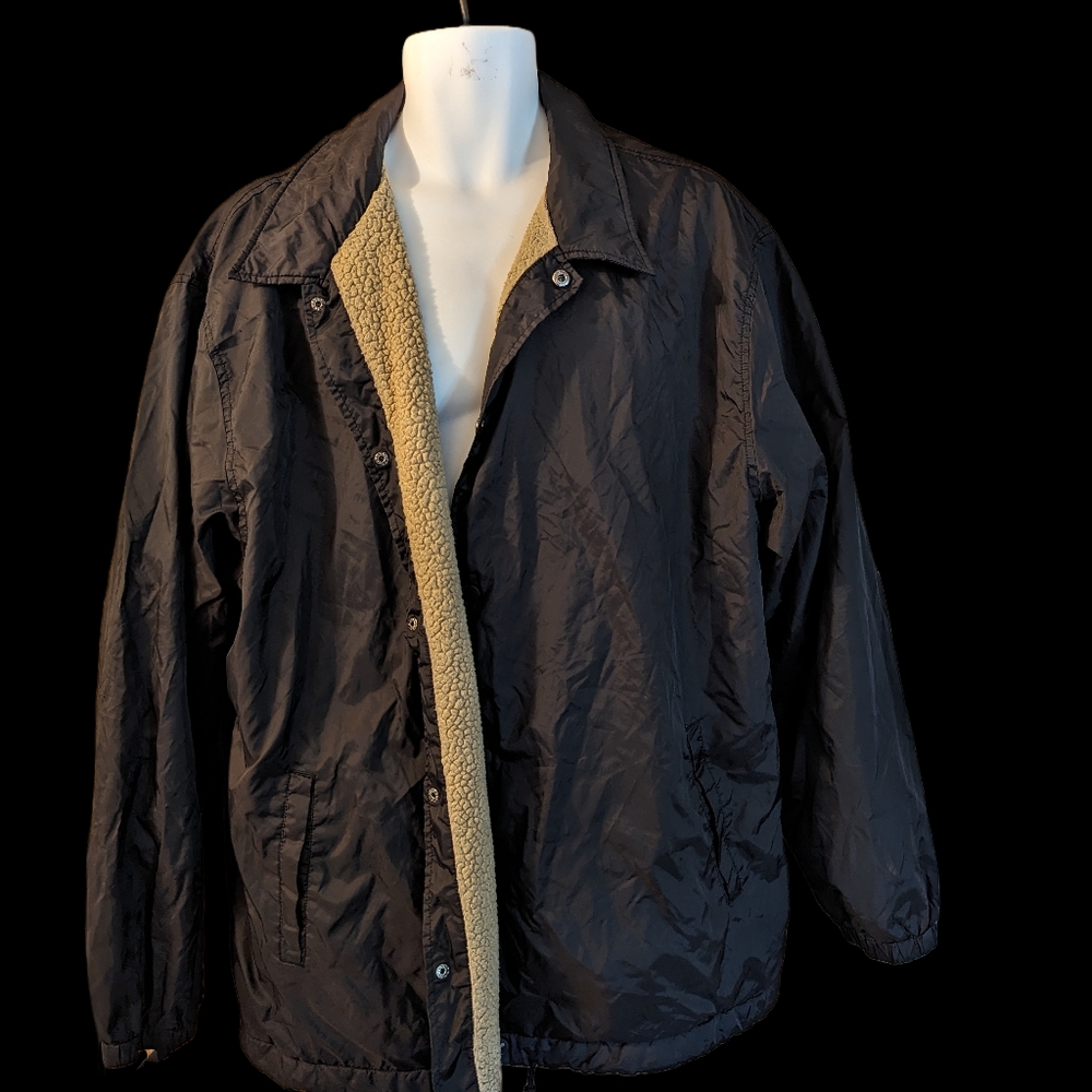 XXL Black Windbreaker with Sherpa interior